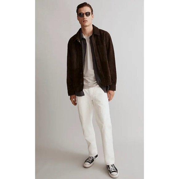 Madewell $550 Suede Leather Boxy Shirt Jacket Brown Size XL NM685 - Picture 3 of 9